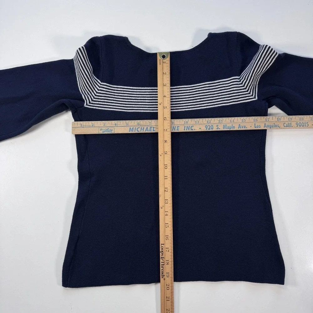 GAP Boatneck Nautical Bib Striped Sweater Womens Small Indigo Blue‎ Knit
